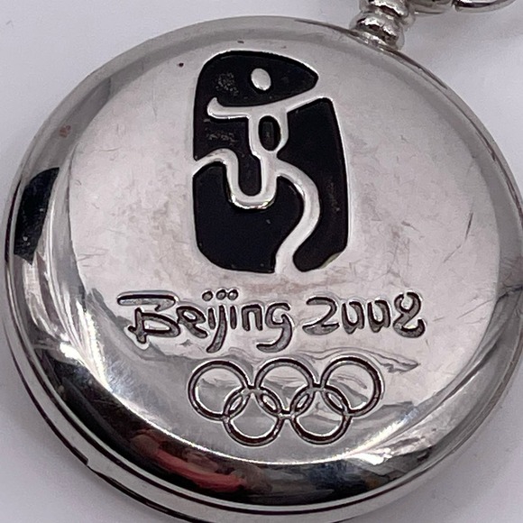 Beijing 2008 Olympics Pocket Watch Collectible Flip Open Pocketwatch with Chain - Picture 10 of 12